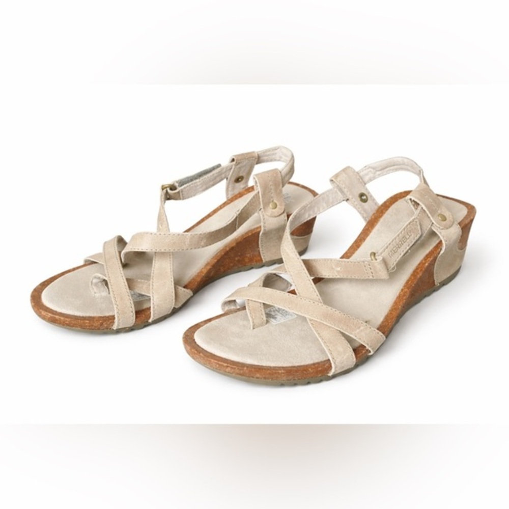 Merrell Air Cushion Leather Comfort Walking Sandals Cork Footbed Size 7